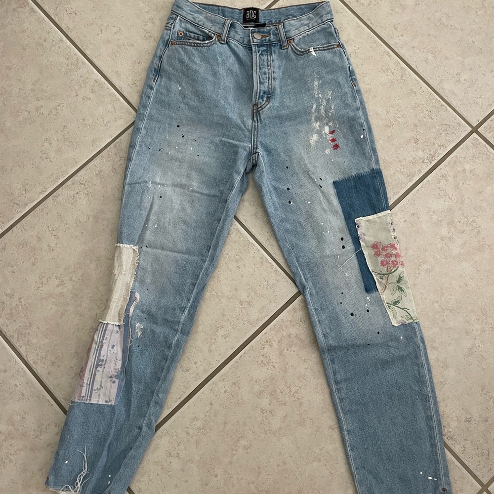 BDG Urban Outfitters patchwork slim straight jeans